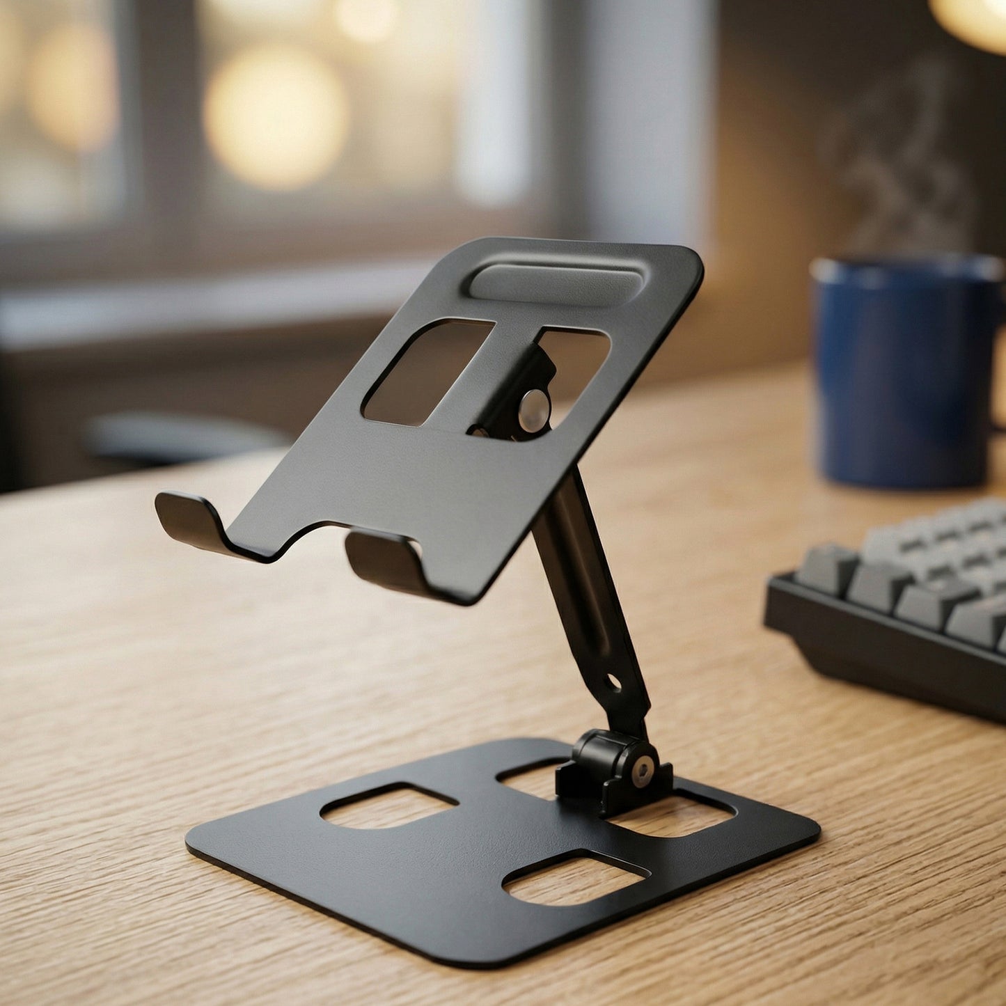 Adjustable Metal Desk Stand for Mobile Phones & Tablets - Foldable, 1 Pc - Great Price - Image 3