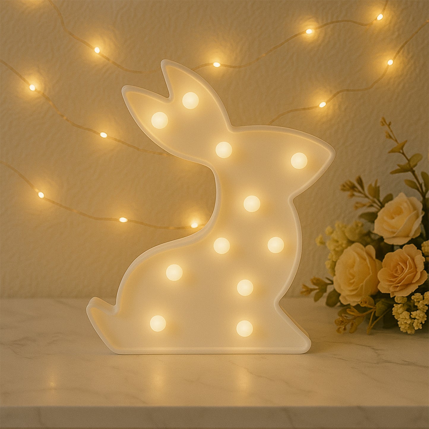 Rabbit Shaped LED Decorative Night Light (1 Pc) - Battery Operated Accent Lamp - Happy Price - Image 5