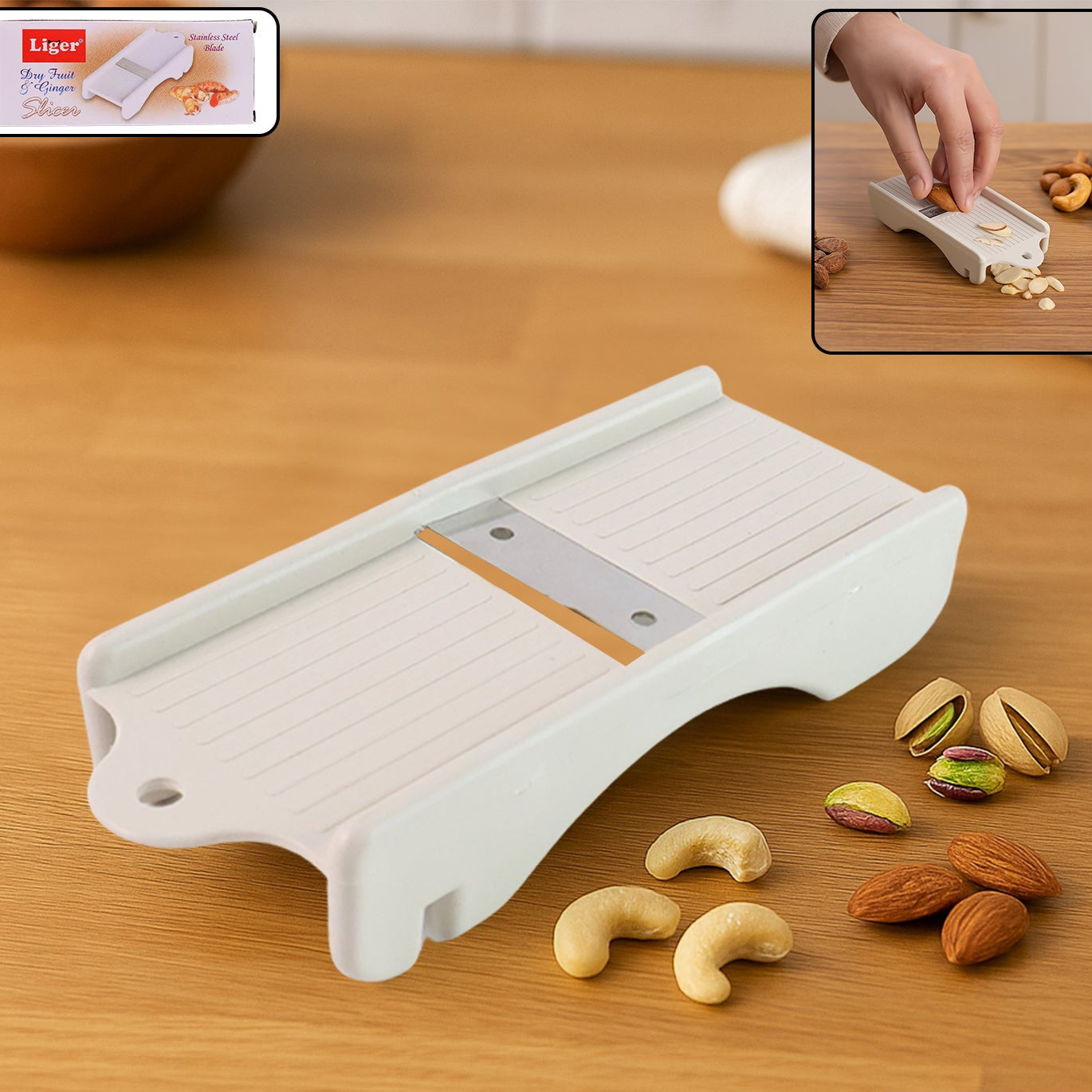 Liger Multipurpose Dry Fruit Slicer Ginger (1 Pc) - Happy Price - Image 1