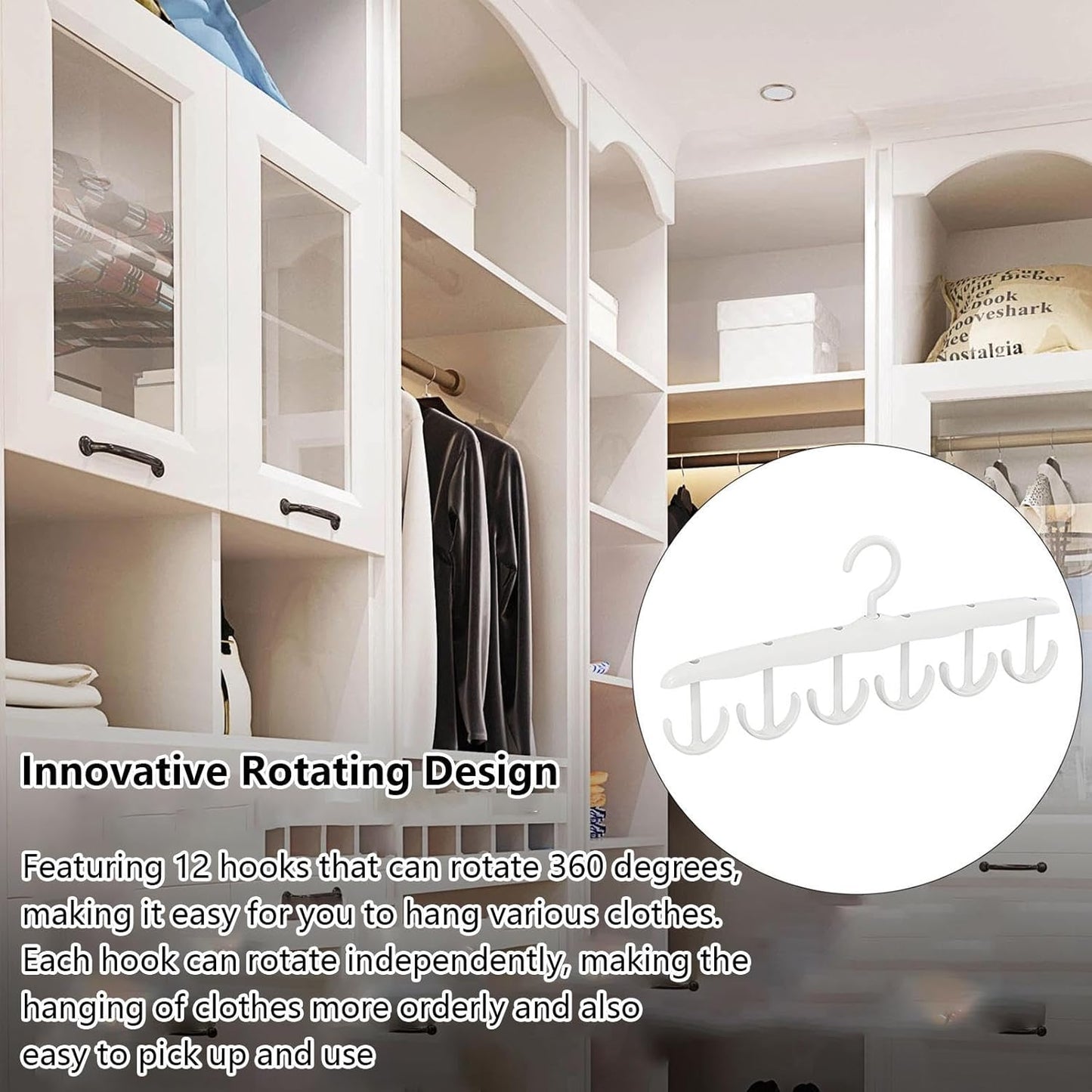 Tank Top Hanger 12-hook Space Saving Hanger Capacity Rotatable Wood Space Saving Hanger Closet Organizers And Storage For Dorm Apartment For Tank Top - Happy Price - Image 6