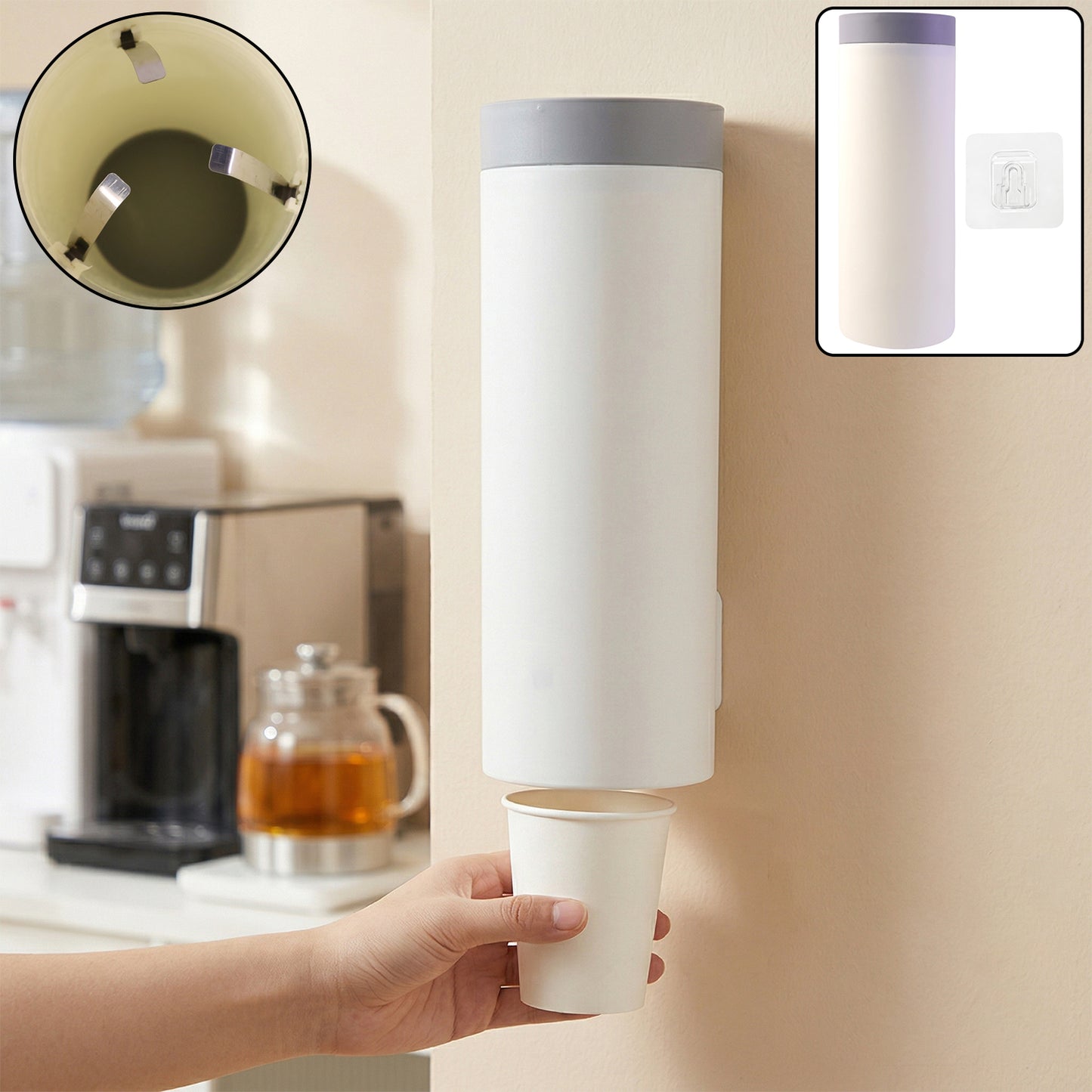 Wall Mounted Paper Cup Dispenser Holder - Dustproof Automatic Organizer (1 Pc) - Great Price - Image 2