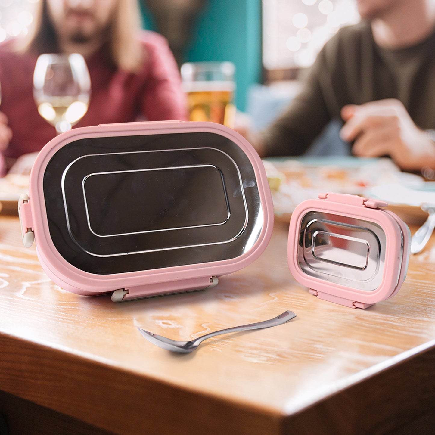 Miracle Carry 2 Compartment Lunch Box with Insulated Bag (400 ML x 2 Pcs) - Happy Price - Image 2