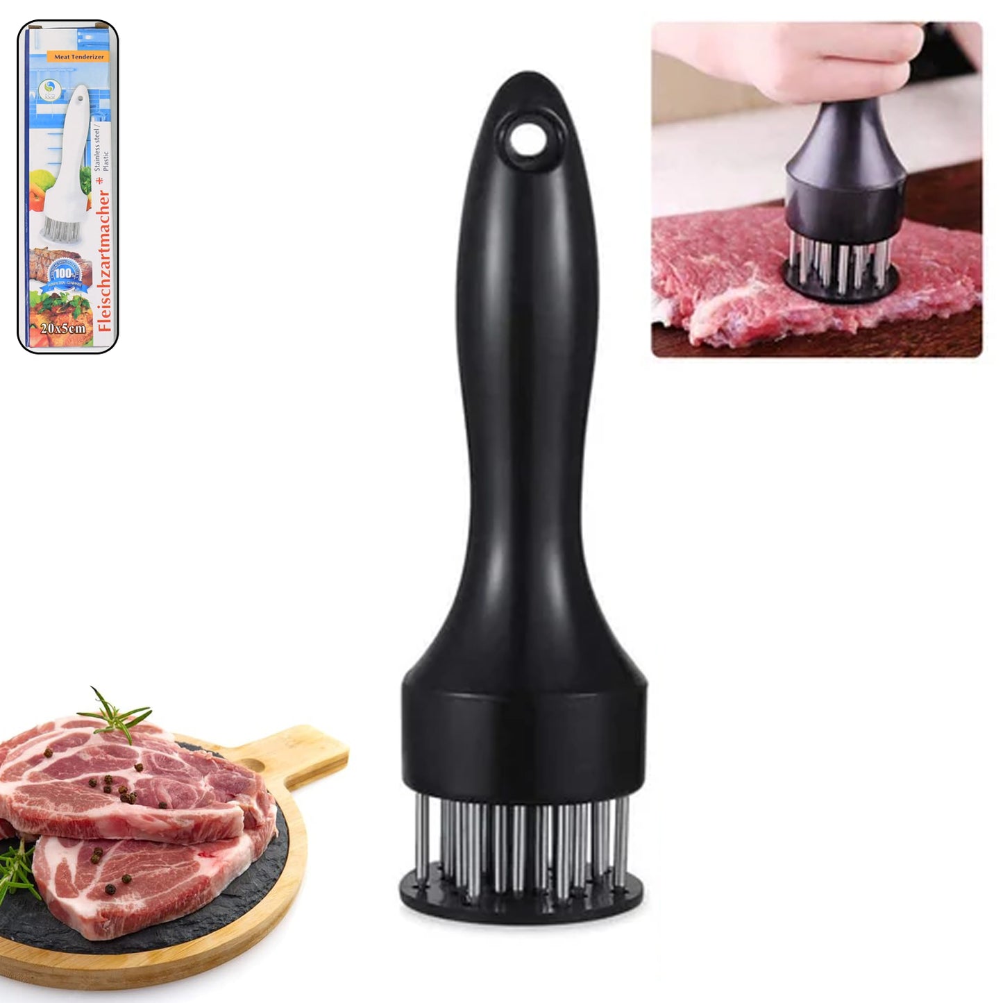 Stainless Steel Meat Tenderizer Tool with 16 Needles (1 Pc) - Happy Price - Image 2