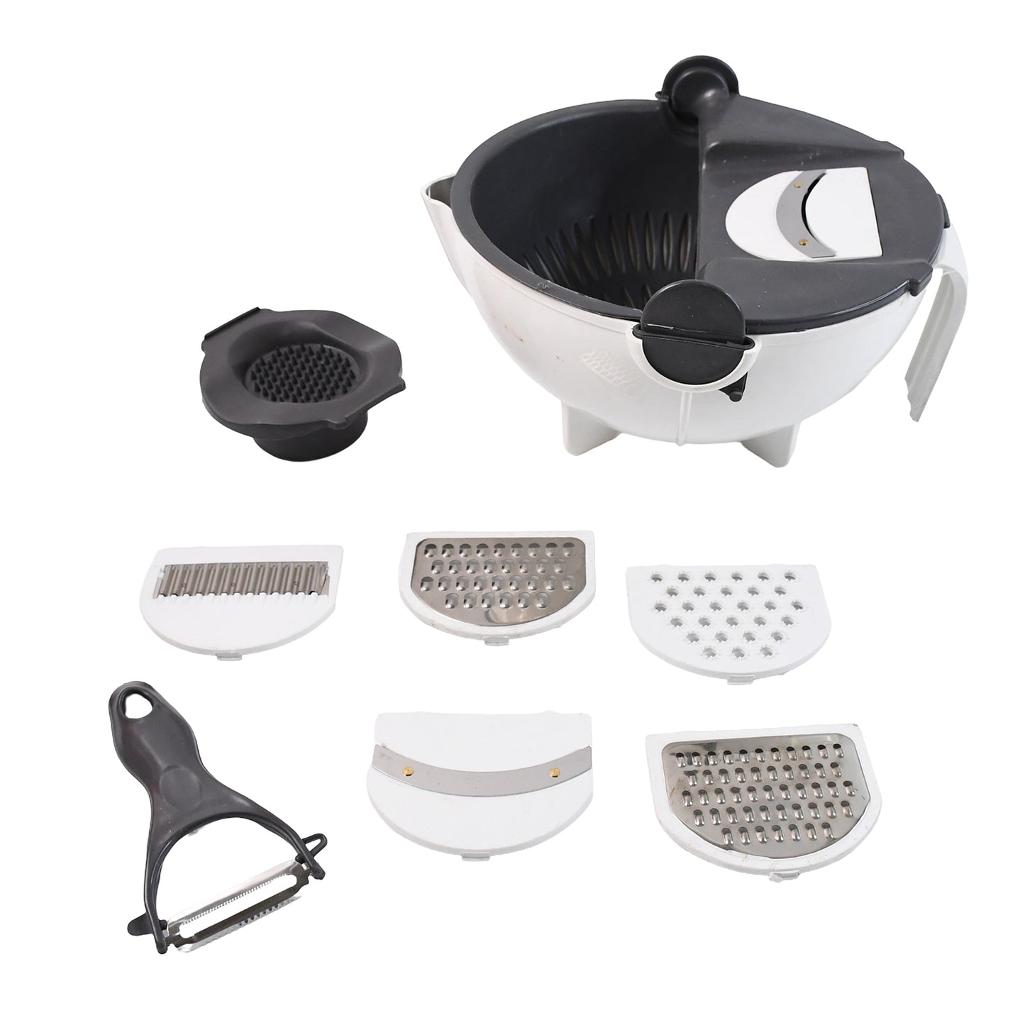 9-in-1 Kitchen Vegetable Chopper, Slicer & Grater Set with Drain Basket - Happy Price - Image 2