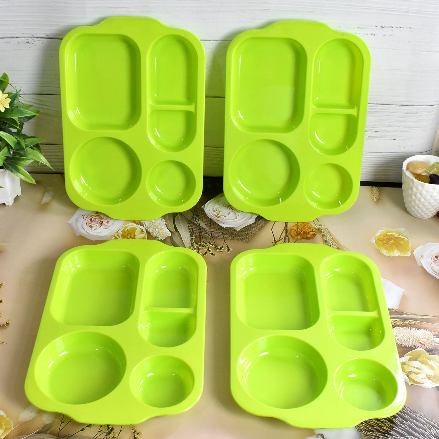 Unbreakable Plastic Food Platesbiodegradable 5 Compartment Square Plate For Food - Happy Price - Image 4