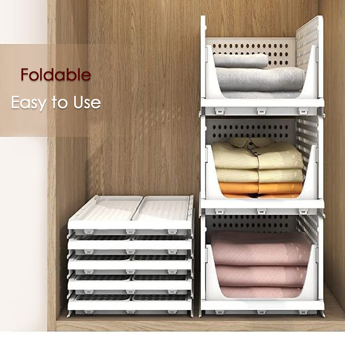 3 Layer Clothes Organizer For Wardrobe Cupboard Organizer For Clothes Foldable And Stackable Closet Organizer Drawer Organizer For Clothes Multi Purpose Plastic Drawer - Happy Price - Image 2
