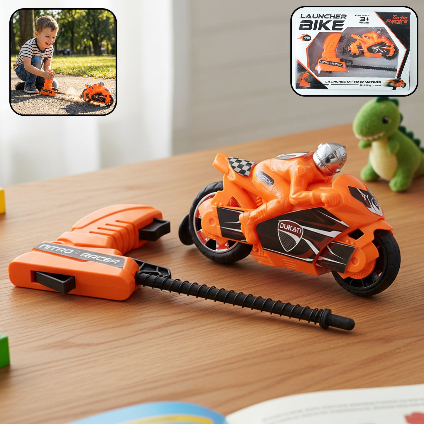Kids Pull Launcher Racing Bike Toy - Manual Action Motorcycle - Great Price - Image 2