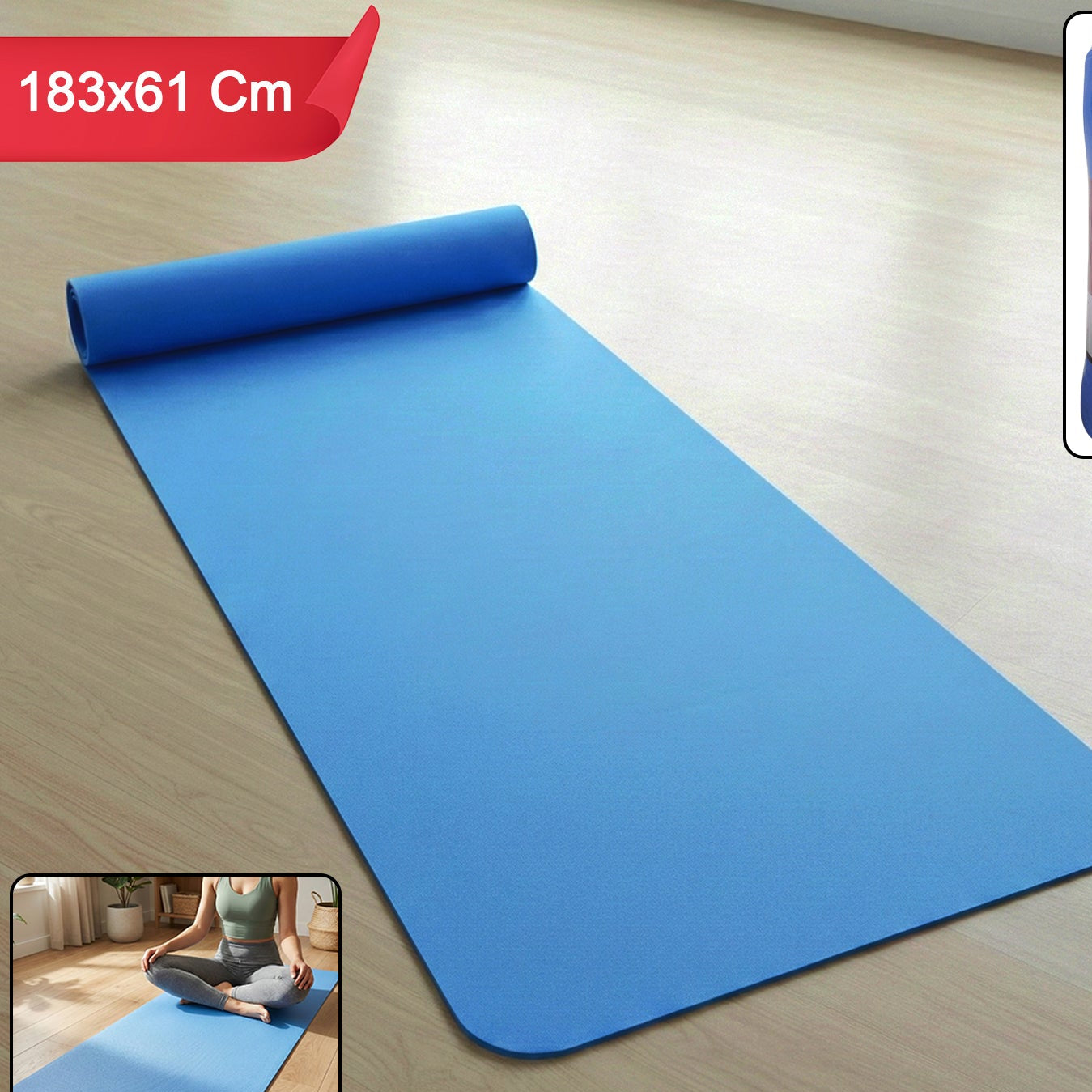 Non-Slip Yoga Mat for Home & Gym - 183x61 cm Blue Exercise Mat (1 Pc) - Great Price - Image 1