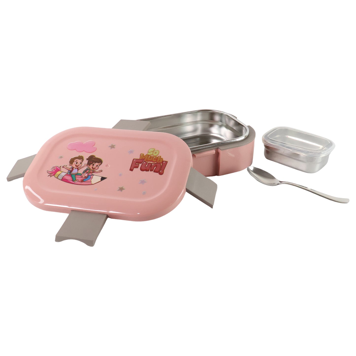 Kids Cartoon Lunch Box Set with Stainless Steel Tray - 1 Set - Happy Price - Image 2