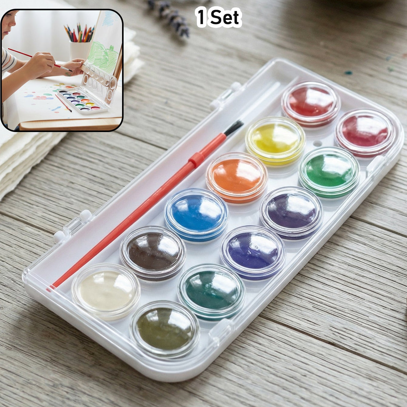 12 Shade Compact Watercolour Paint Set 1 Set