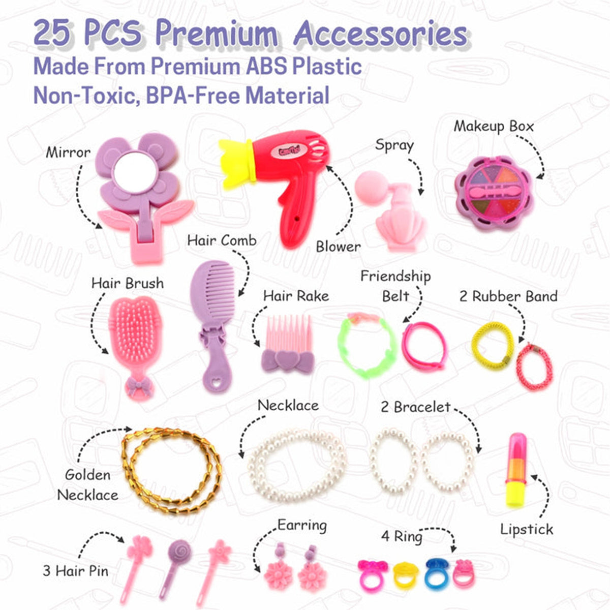 Big Beauty Set Suitcase On Wheel The Ultimate Beauty Set On Wheels For Girls Makeup Kit Is Easy To Clean Use Portable Beauty Set With 25 Pieces For 3 Years Bis Approved. (Beauty Set Trolley) - Happy Price - Image 6
