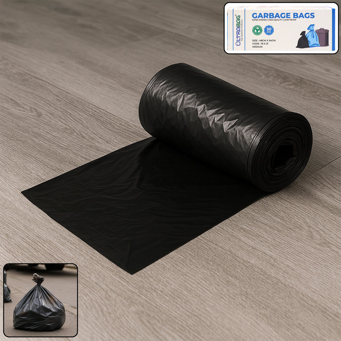 Extra-Strong Garbage Bag Roll, 48x54cm, 1 Pc - Happy Price - Image 2