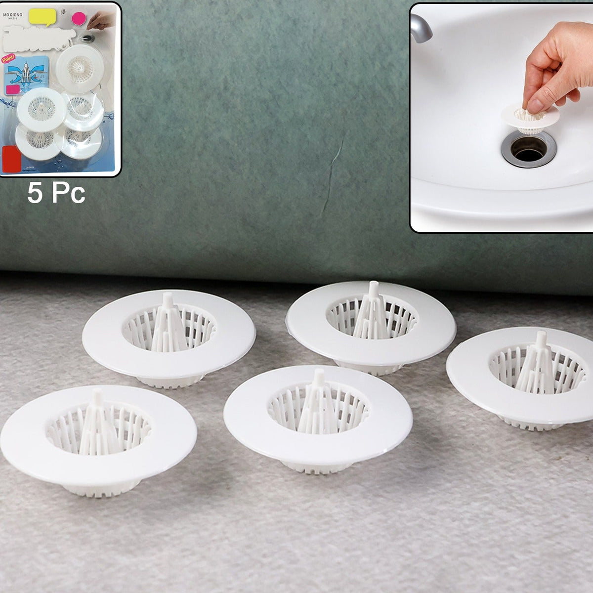 5 Pcs Sink Drain Strainer Filter - Anti-Clog Basket for Kitchen & Bathroom - Happy Price - Image 1