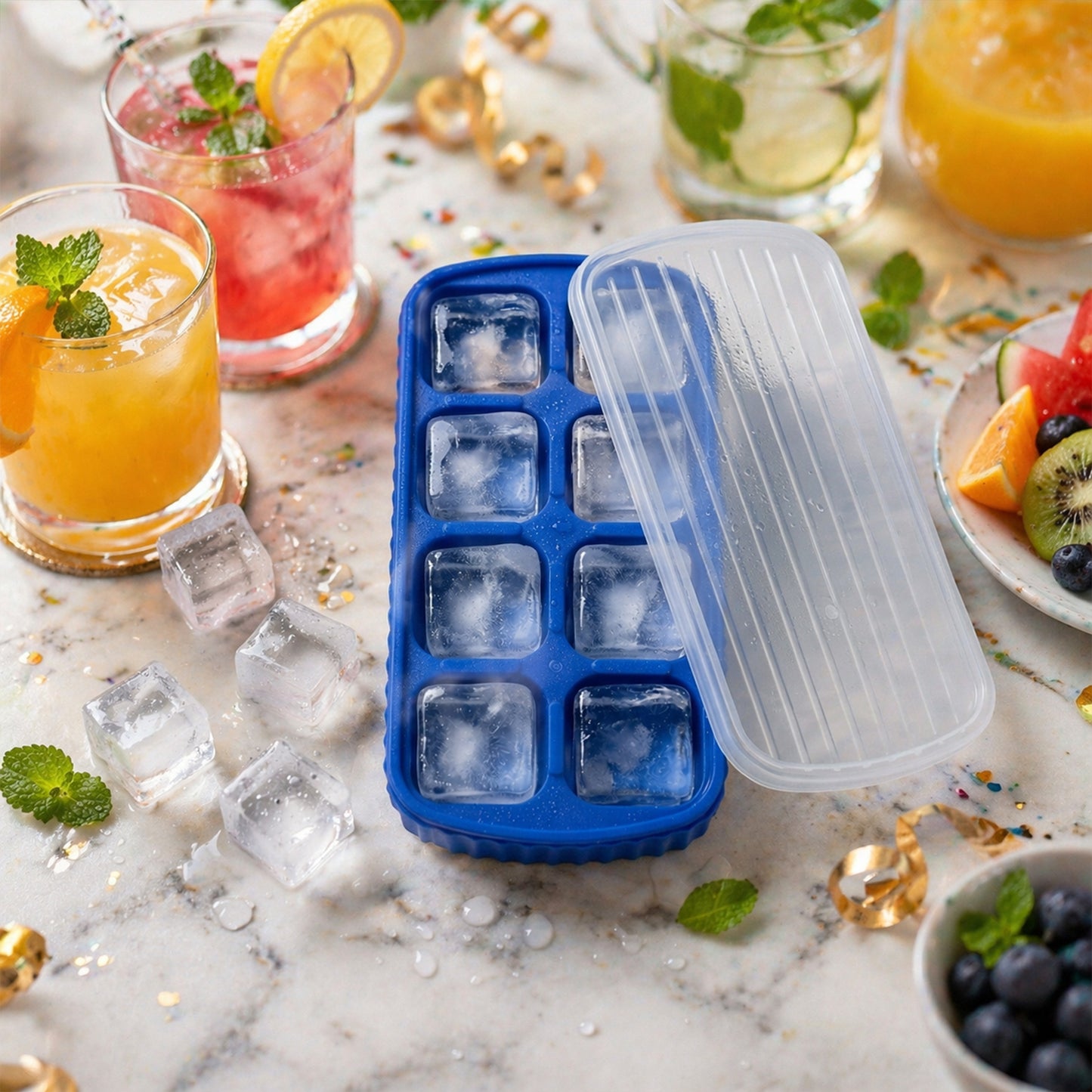 Square Ice Cube Tray with Lid - 8 Grids, 1 Pc, 17x9 Cm - Great Price - Image 3