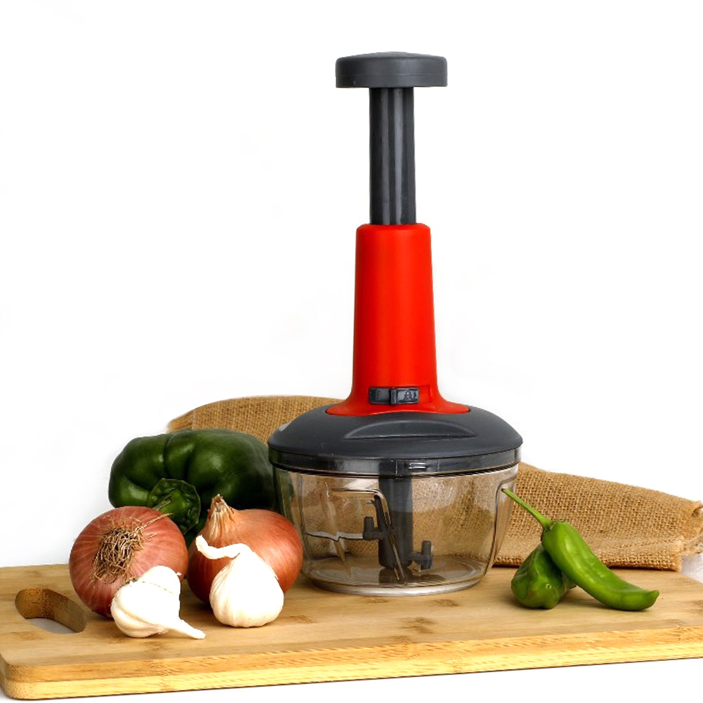 Matte Finish Manual Hand Press Chopper For Kitchen Mini Handy Compact Chopper With 3 Blades For Effortlessly Chopping Vegetables Fruits For Your Kitchen. - Happy Price - Image 2