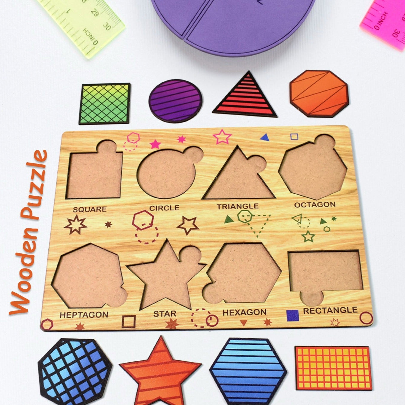 Wooden Triangles Puzzle Learning Educational Board (1 Set 2820 Cm) - Happy Price - Image 1