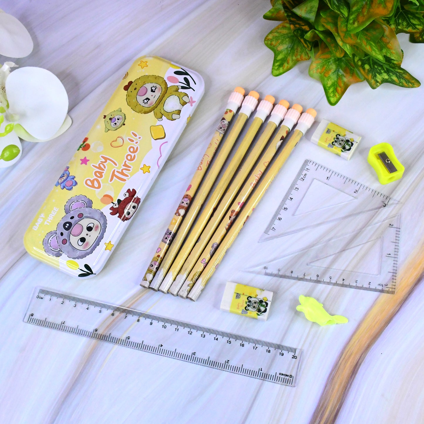 Complete Geometry Stationery Set with Cartoon Metal Box - 1 Set - Happy Price - Image 3