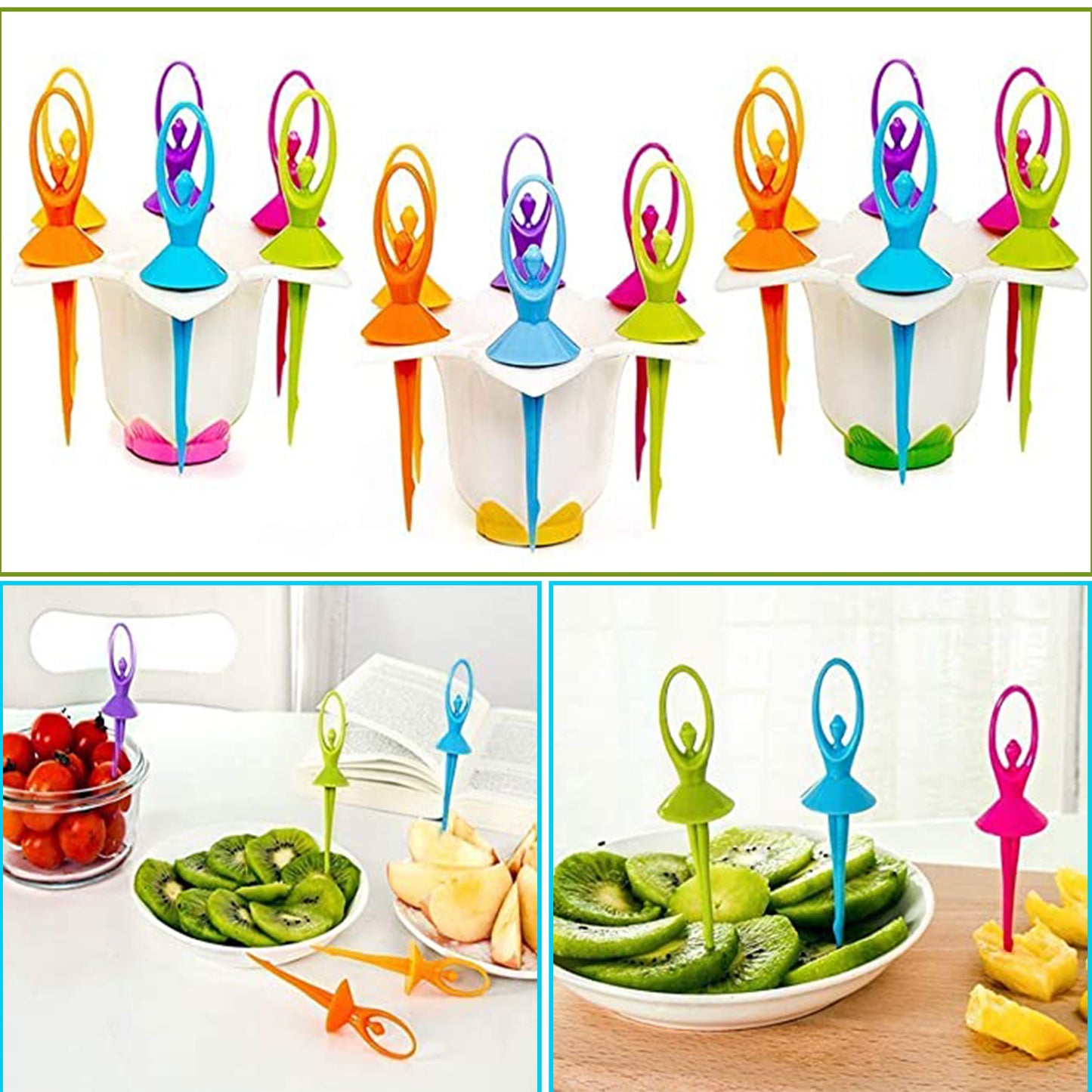 Dancing Doll Fruit Fork Cutlery Set With Stand Set Of 6. - Happy Price - Image 4