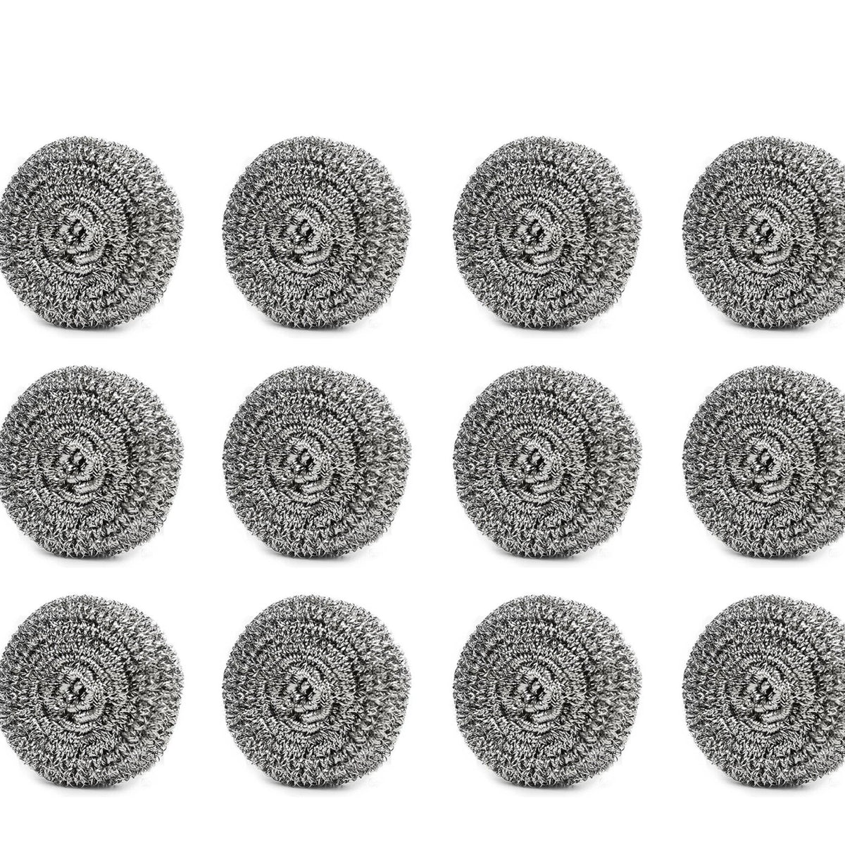 Round Shape Stainless Steel Ball Scrubber (Pack Of 12) - Happy Price - Image 1
