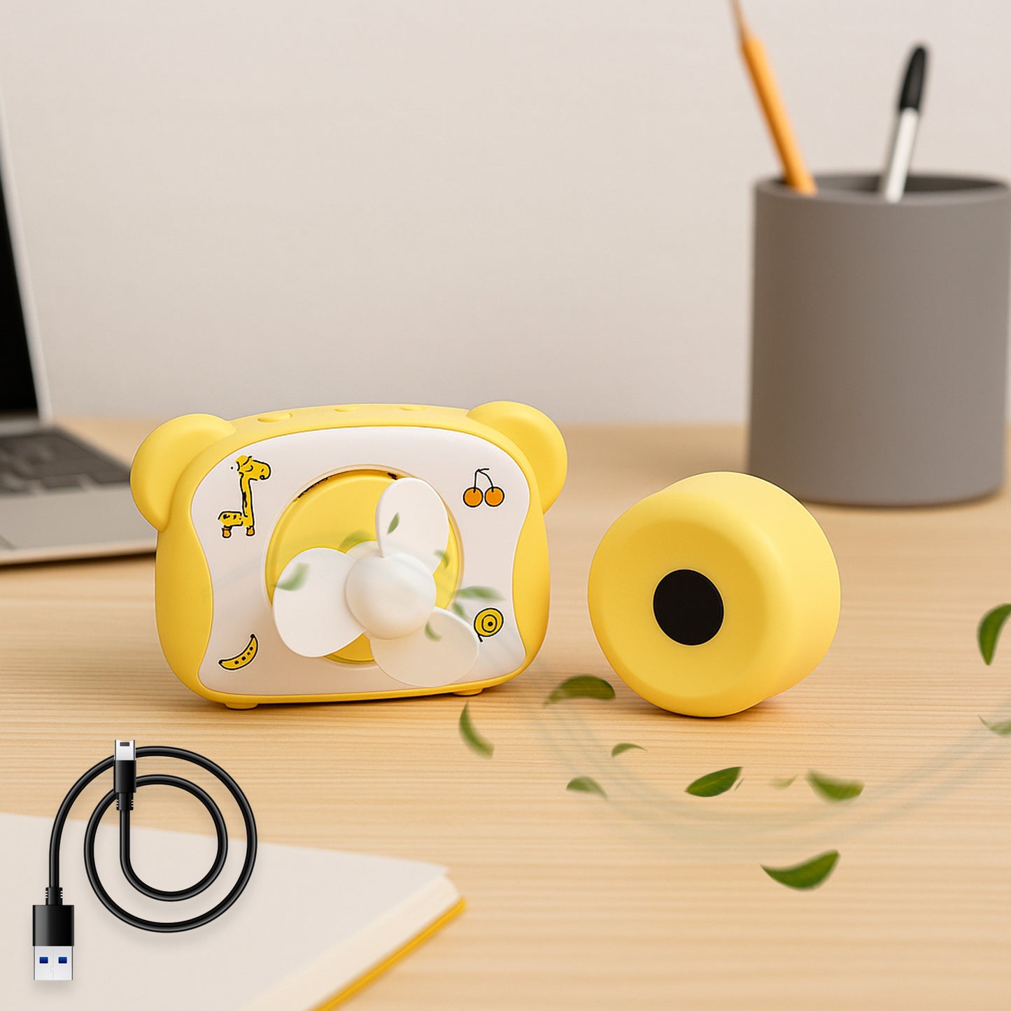 Cute Bear-shaped Mini Rechargeable Fan (1 Pc) - Happy Price - Image 2