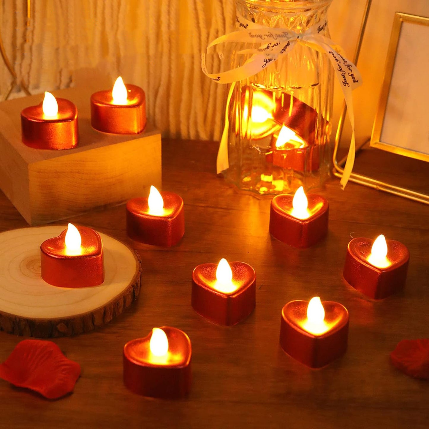 Heart Shaped LED Tealight Candles - 12 Pc Mix Color, Flameless & Safe for Decor - Happy Price - Image 5