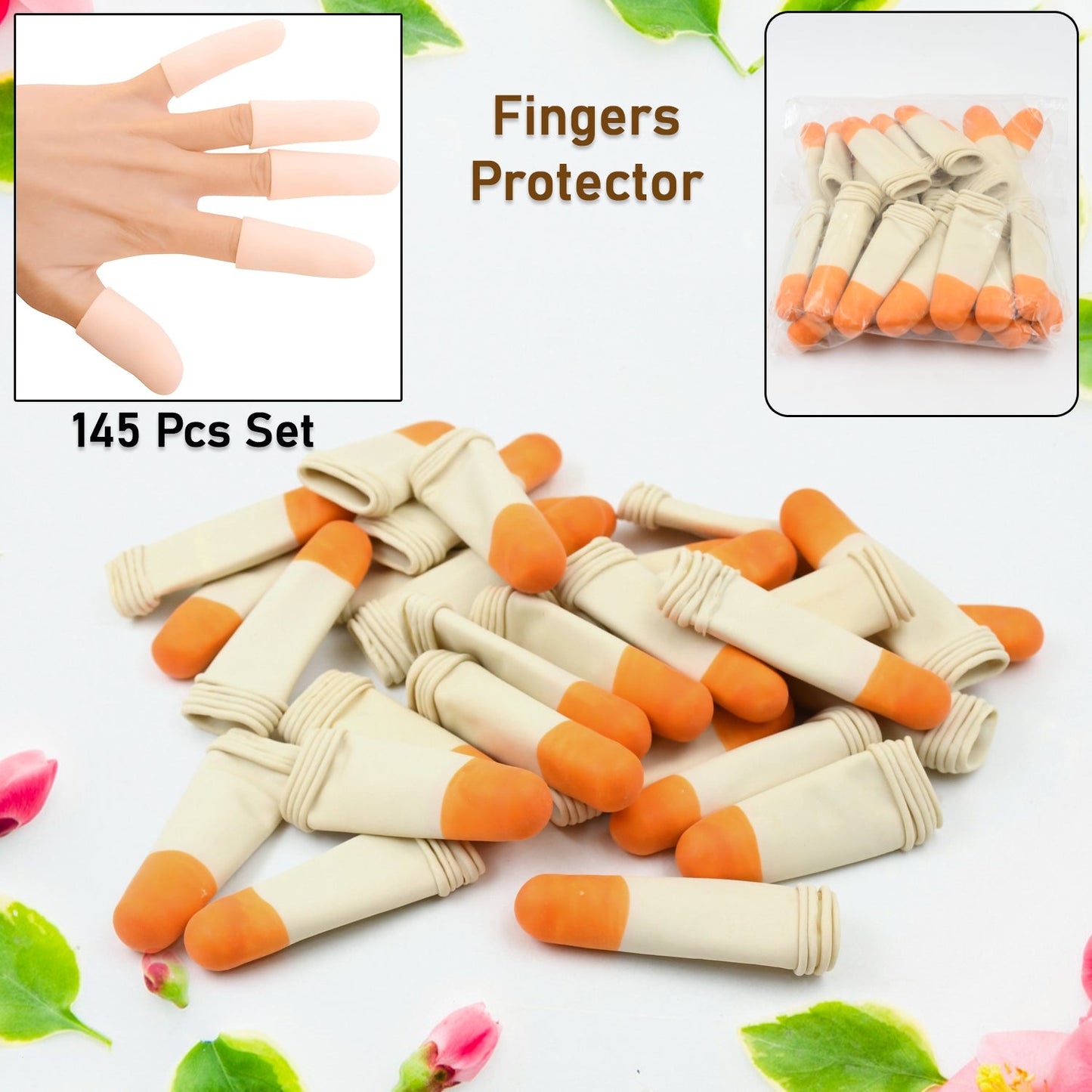 Finger Caps Silicone Finger Protectors Sleeves (Finger Cots 145 Pcs Set Approx) - Happy Price - Image 1