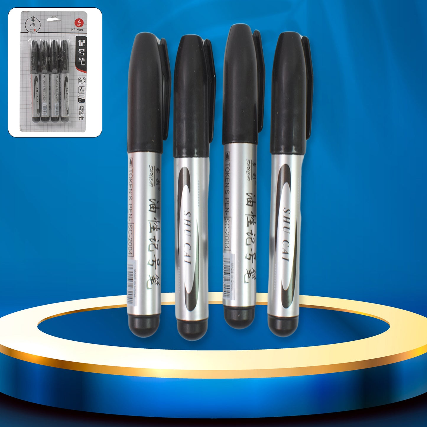 Black Marker Used In All Kinds Of School College (4 Pcs Set) - Happy Price - Image 2