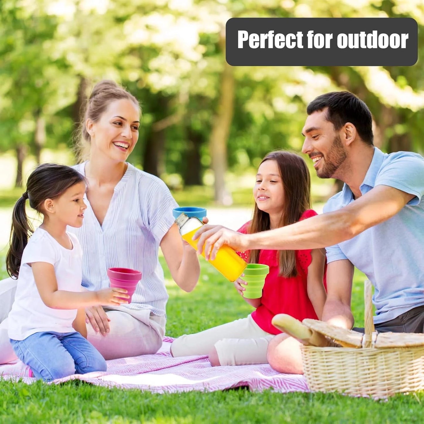 Round Silicone Foldable Glass Cup Foldable Travel Mug With Lid (1 Pc) - Happy Price - Image 4