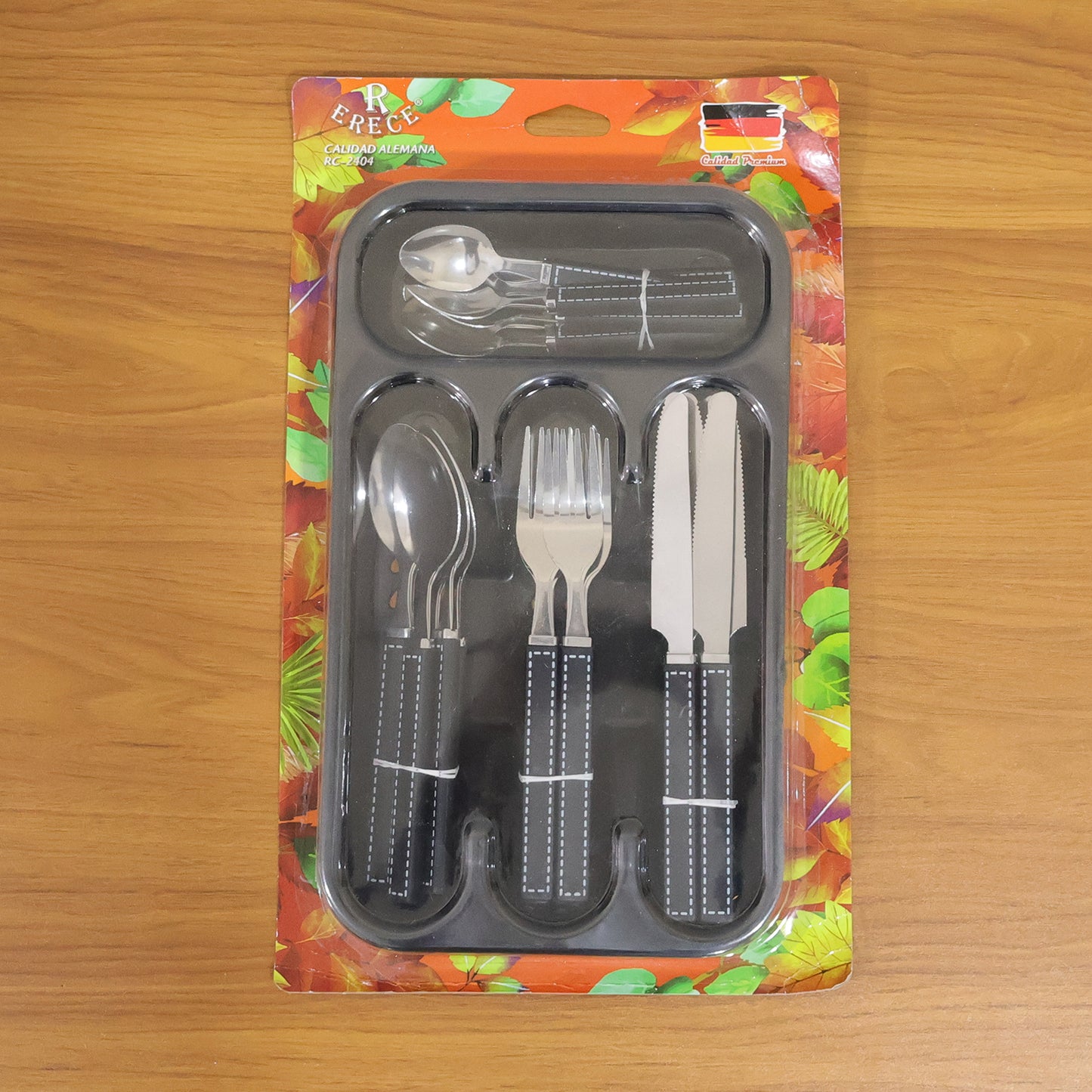 24 Piece Stainless Steel Cutlery Set with Plastic Handles and Tray - Great Price - Image 7