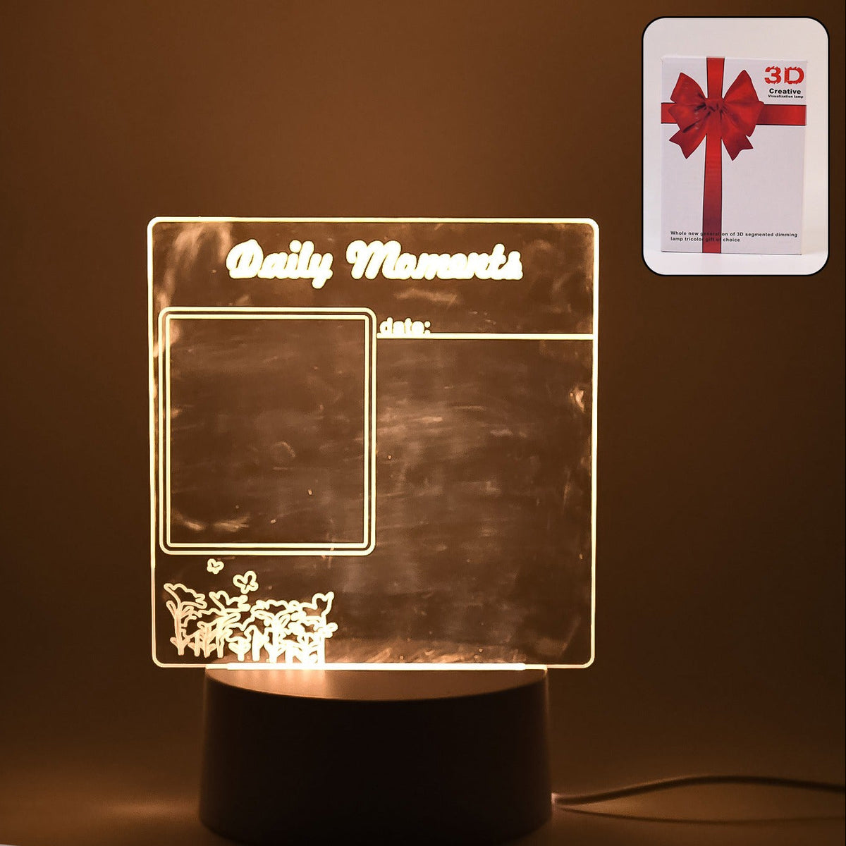 Heart Shape Acrylic Message Board with LED Light - Erasable Drawing Lamp for Notes & Decor (1 Pc) - Happy Price - Image 1