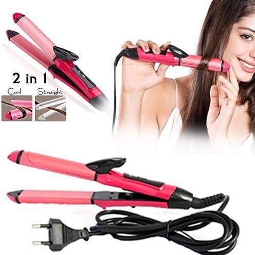 2 In 1 Hair Straightener And Curler Machine For Women Curl Straight Hair Iron - Happy Price - Image 1