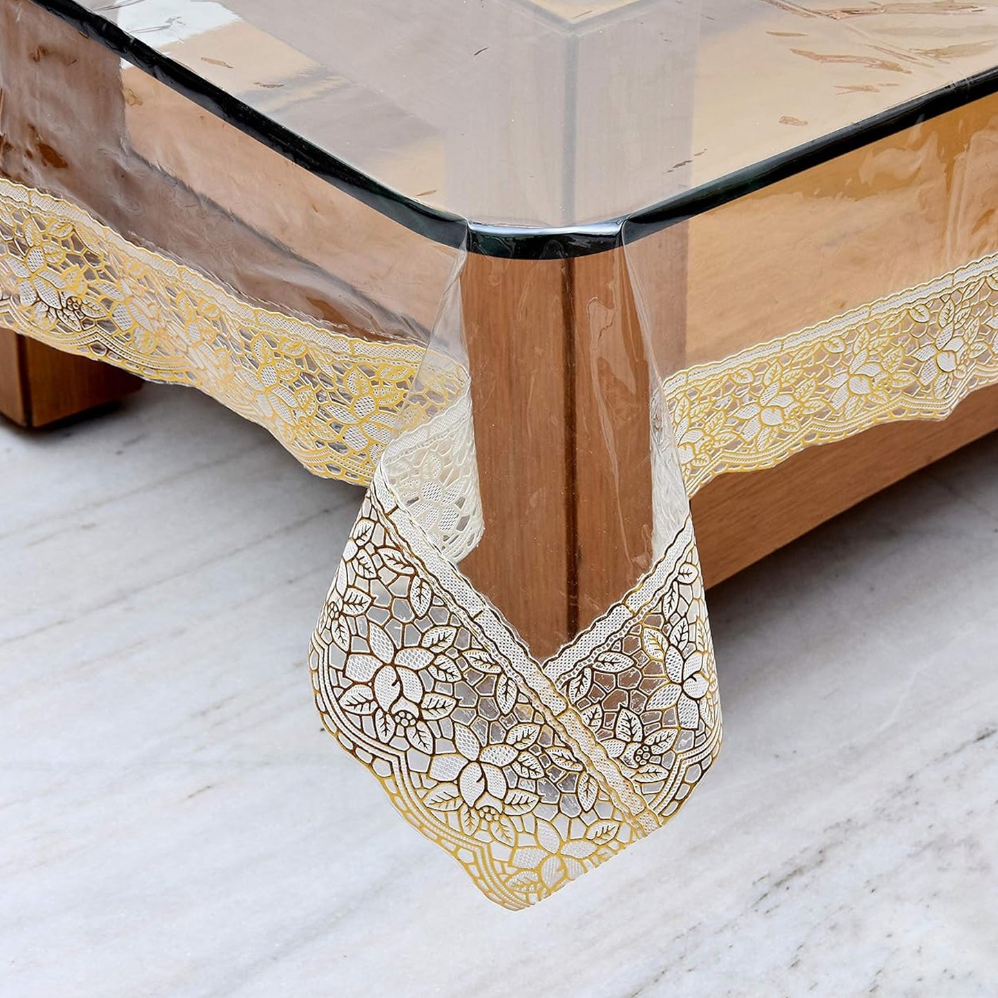 87x59 Inch Clear PVC Table Protector with Decorative Edge - 1 Piece - Great Price - Image 3