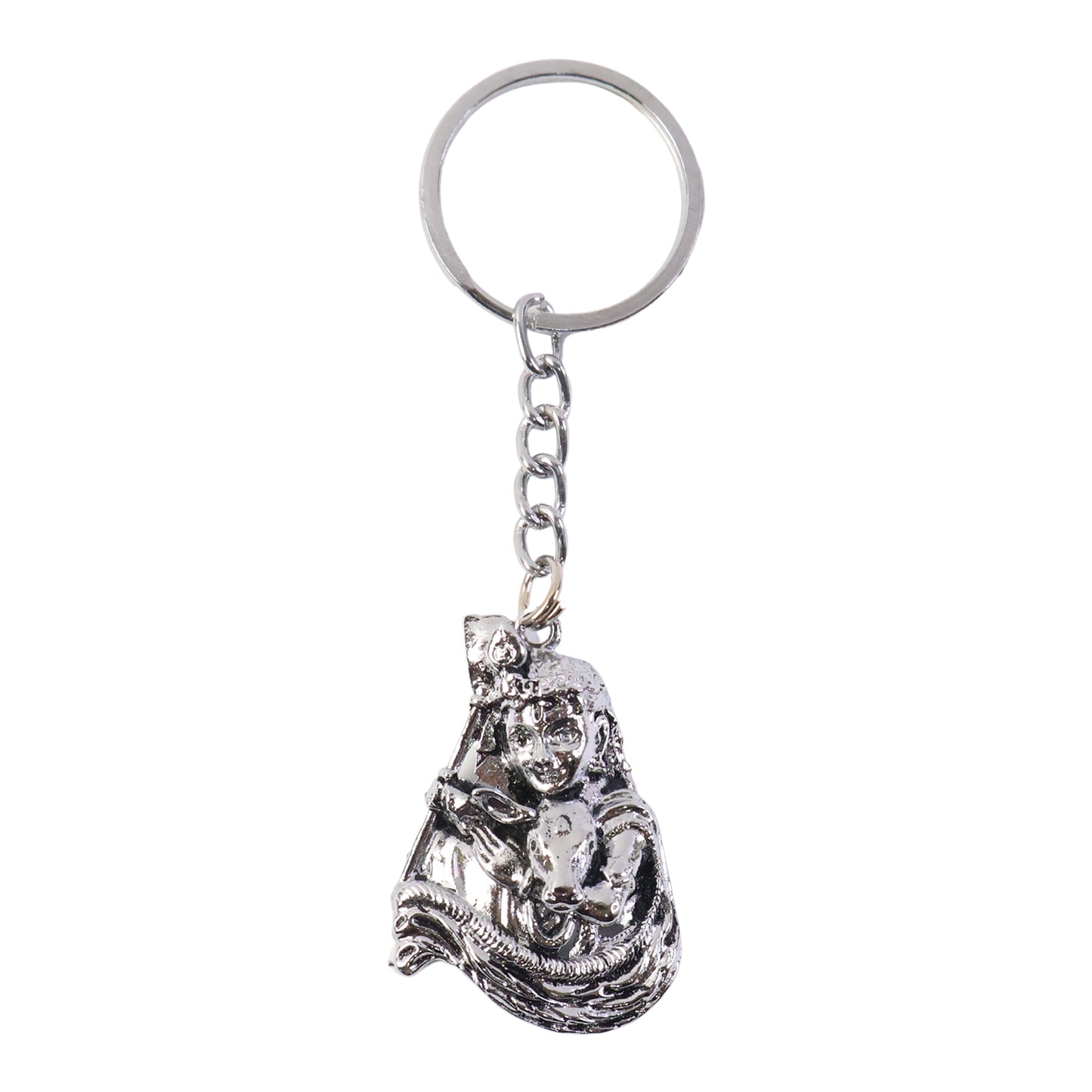 Silver Finish Metal Bal Krishna Idol Keychain (1 Pc) - Happy Price - Image 2