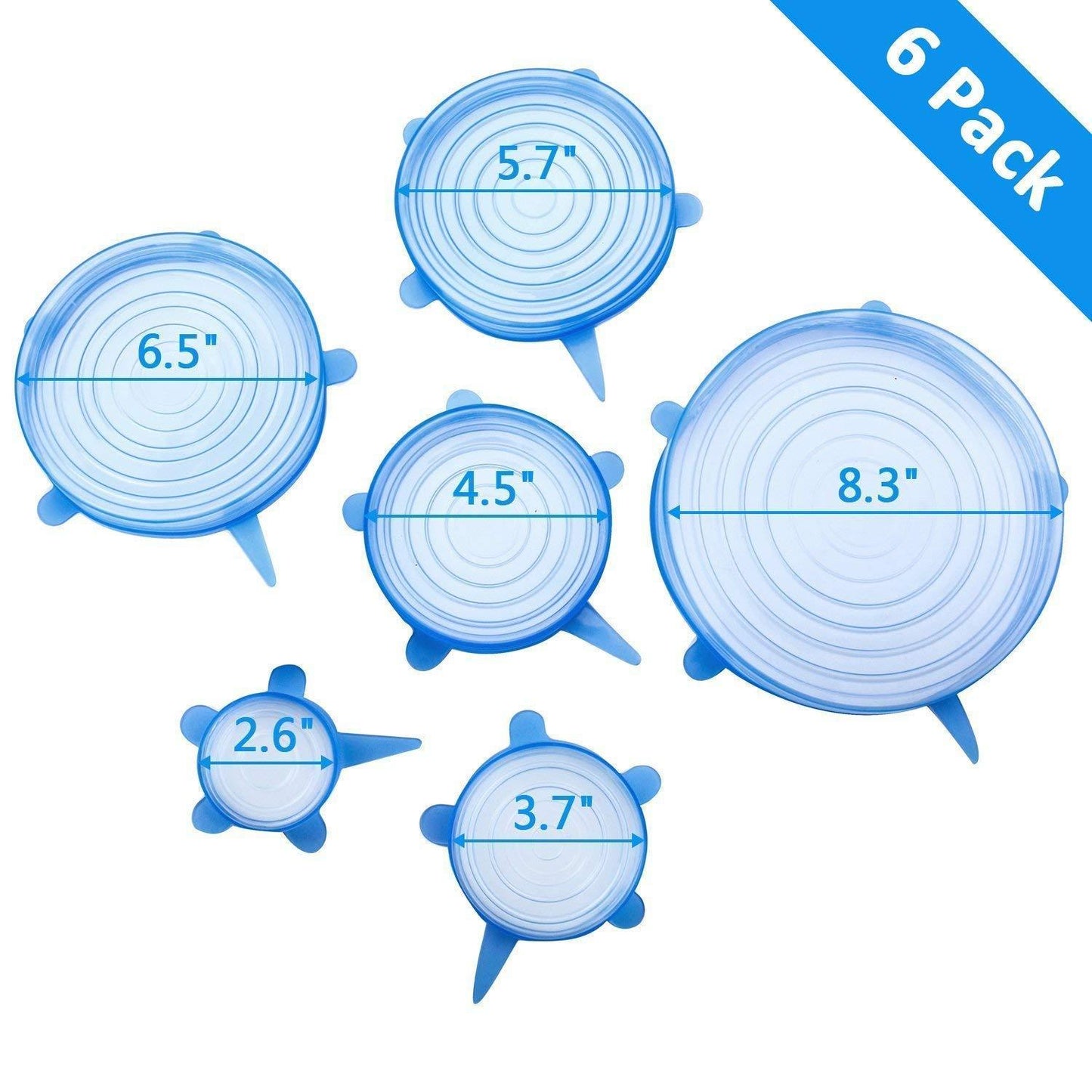 Silicone Stretch Lids Reuseable Microwave Safe Flexible Covers (Set Of 6) (Loose Pack) - Happy Price - Image 4