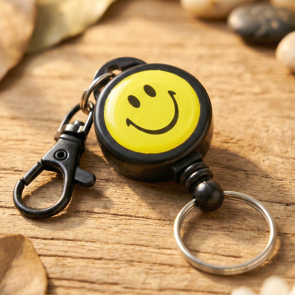 Smiley Face Retractable Keychain with Clip (1 Pc) - Happy Price - Image 5