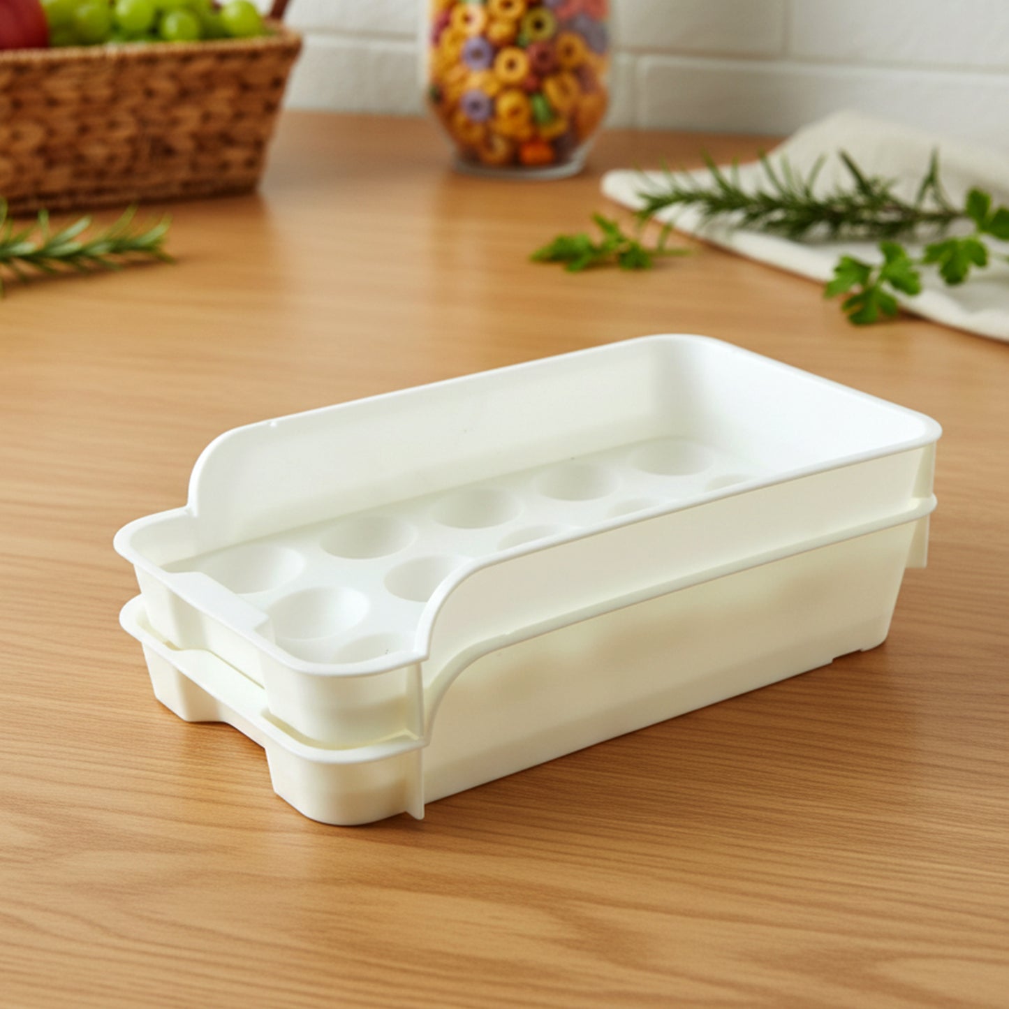 Plastic Egg Holder Tray Set - 2 Pcs for Fridge Organization - Great Price - Image 2