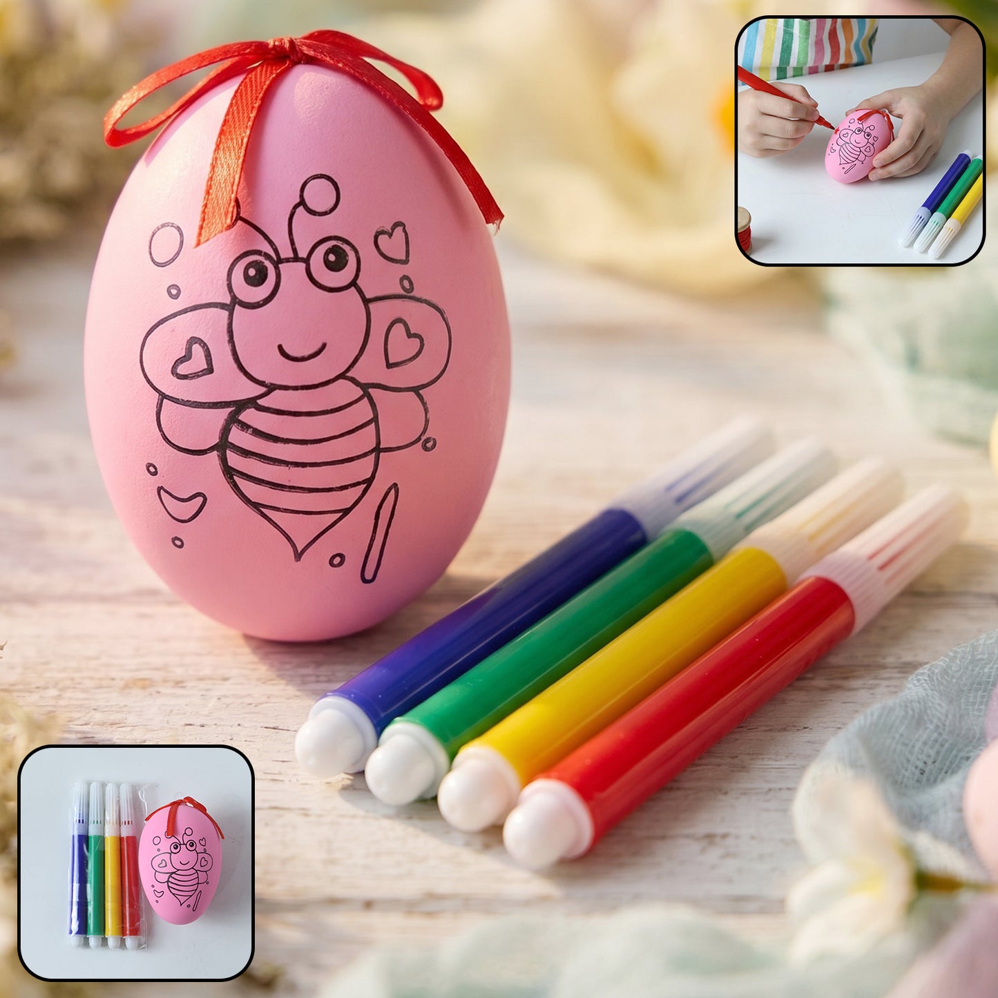 Creative Egg Decorating Art Kit for Kids - Includes Craft Egg & Colour Pens (1 Set) - Happy Price - Image 2