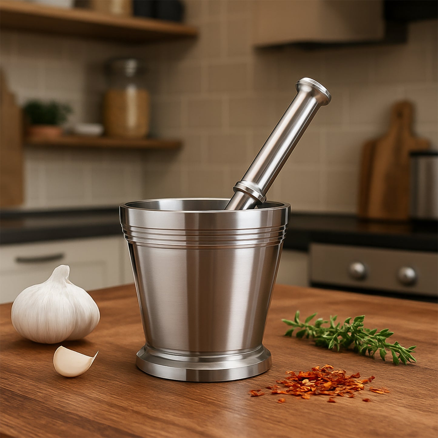 Heavy Duty Stainless Steel Mortar and Pestle Set - 2 Pc Khalbatta for Spices - Happy Price - Image 3