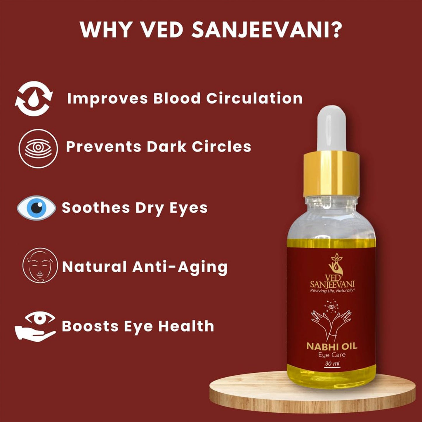 Ved Sanjeevani 100 Organic Ayurvedic Nabhi Oil For Eye Care (30ml 1 Pc) - Happy Price - Image 2