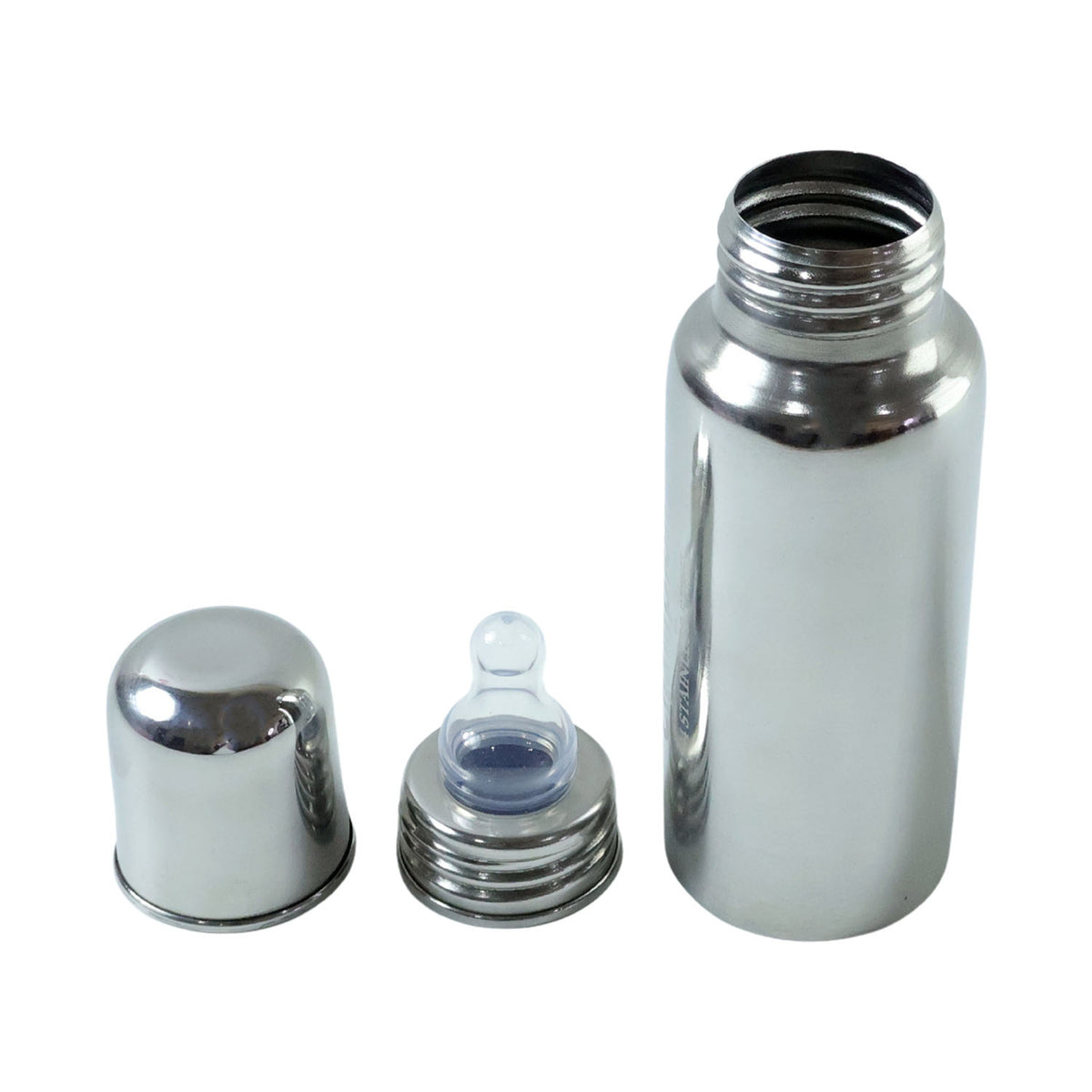 Stainless Steel Baby Feeding Bottle 250 ML with Silicone Nipple - Happy Price - Image 4