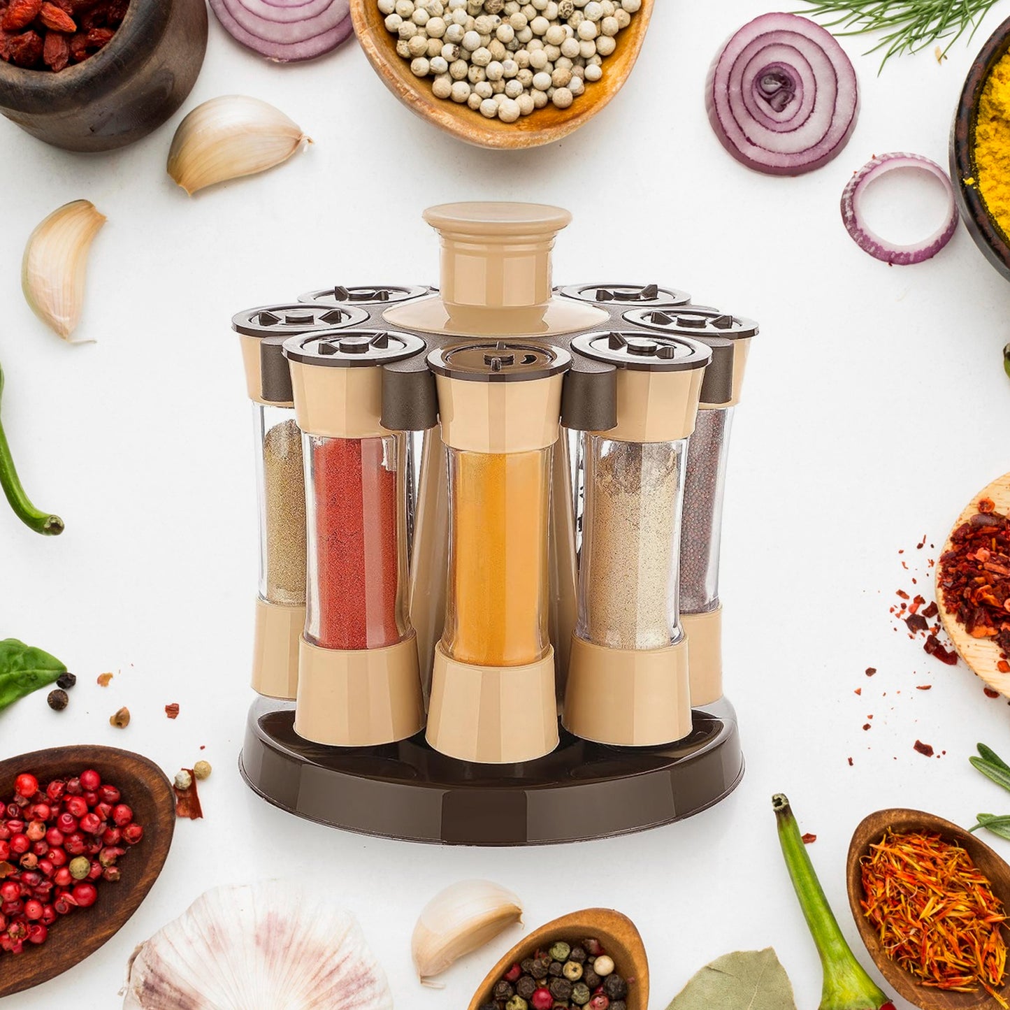 360 Revolving Spice Rack For Kitchen And Dining Table 8 Spice Jars - Happy Price - Image 2