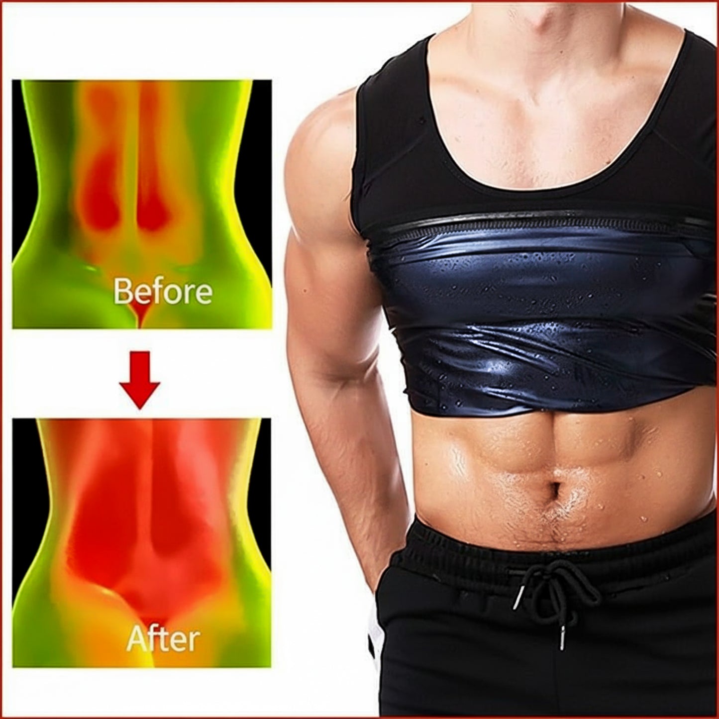 Men's Slimming Sweat Shaper Tank Top - Neoprene Body Vest for Fitness (S/M, 1 Pc) - Happy Price - Image 4