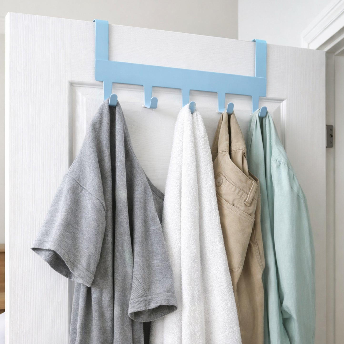 Metal 5 Hook Over-the-Door Organizer Rack (1 Pc) - Happy Price - Image 2