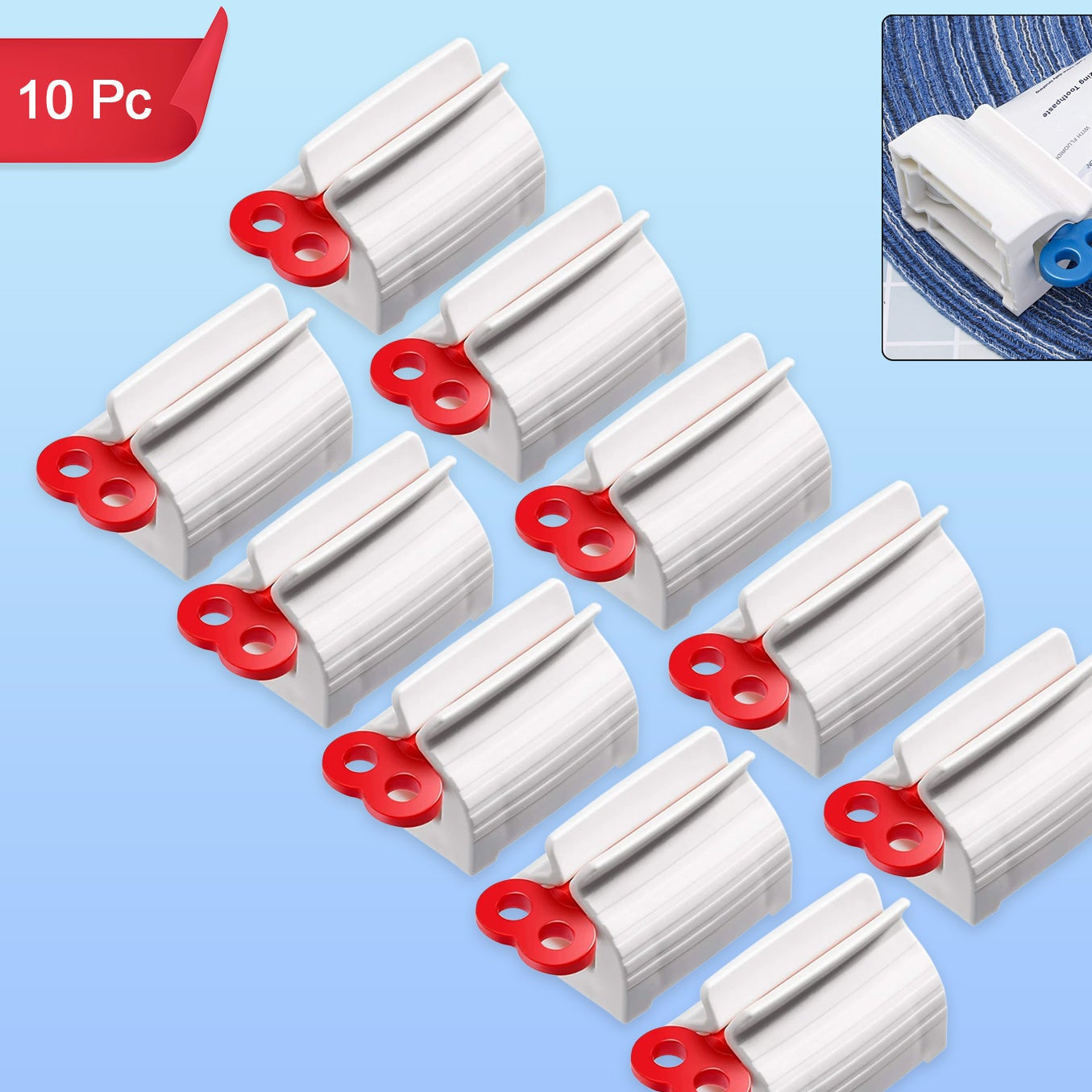 10 Pc Plastic Tube Squeezer Dispenser Set for Toothpaste & Creams - Happy Price - Image 1