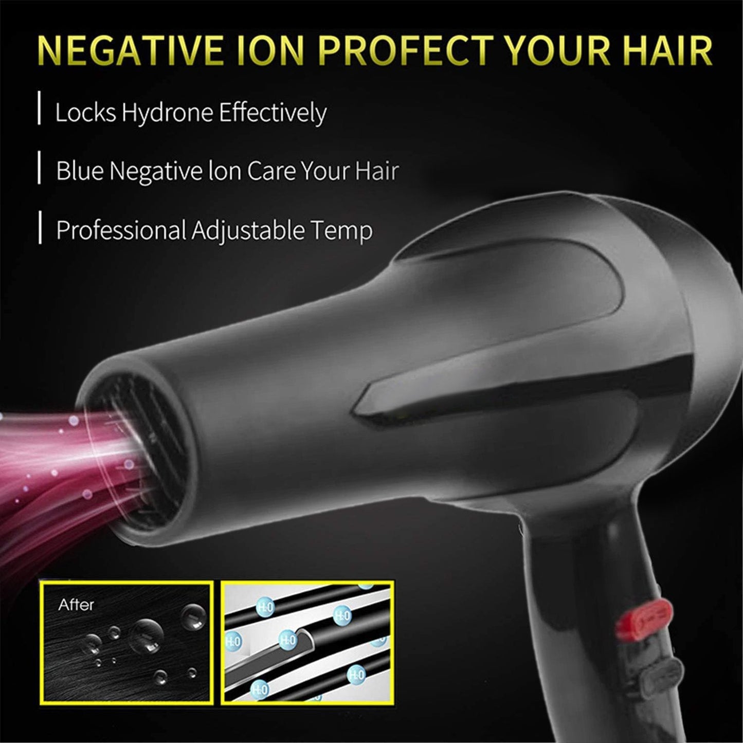 1500 Watts Professional Hair Dryer 2888 (Black) - Happy Price - Image 2