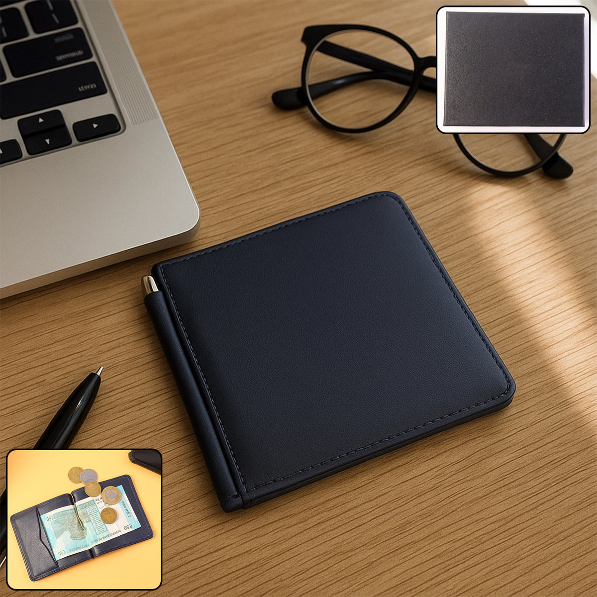 Slim Bi-Fold Men's Wallet with Gift Box - Compact Card & Cash Holder - Happy Price - Image 2