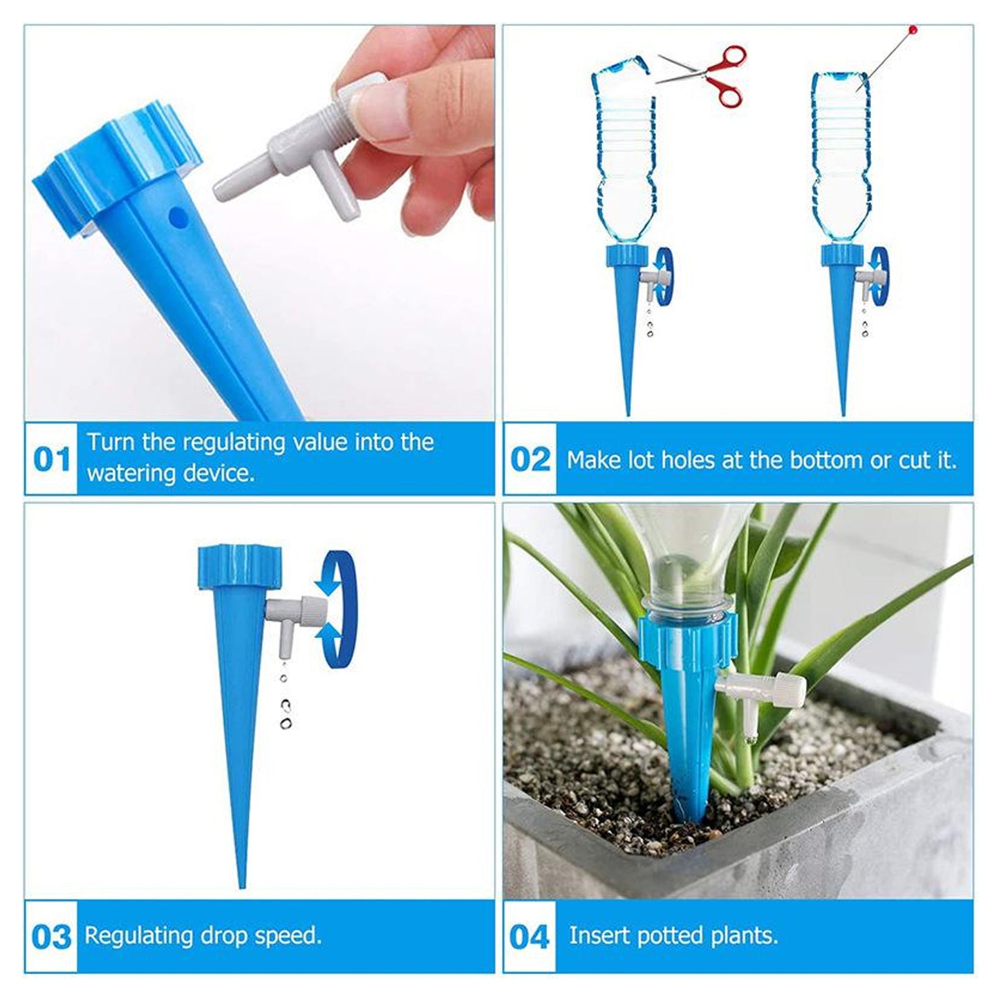 Plant Watering Spikes Self Watering Spikes Water Dripper For Plants Adjustable Plant Watering Devices With Slow Release Control Valve Switch (1pc) - Happy Price - Image 3
