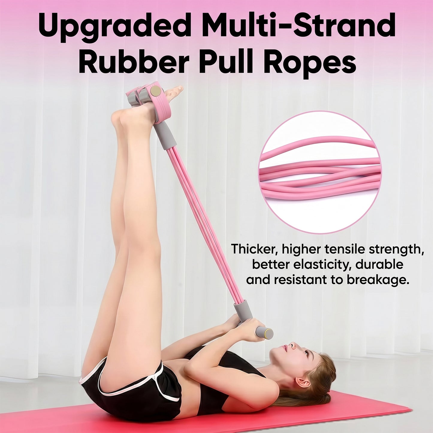Portable Pull Rope Exerciser with Foot Pedals - Full Body Workout (1 Pc) - Happy Price - Image 6