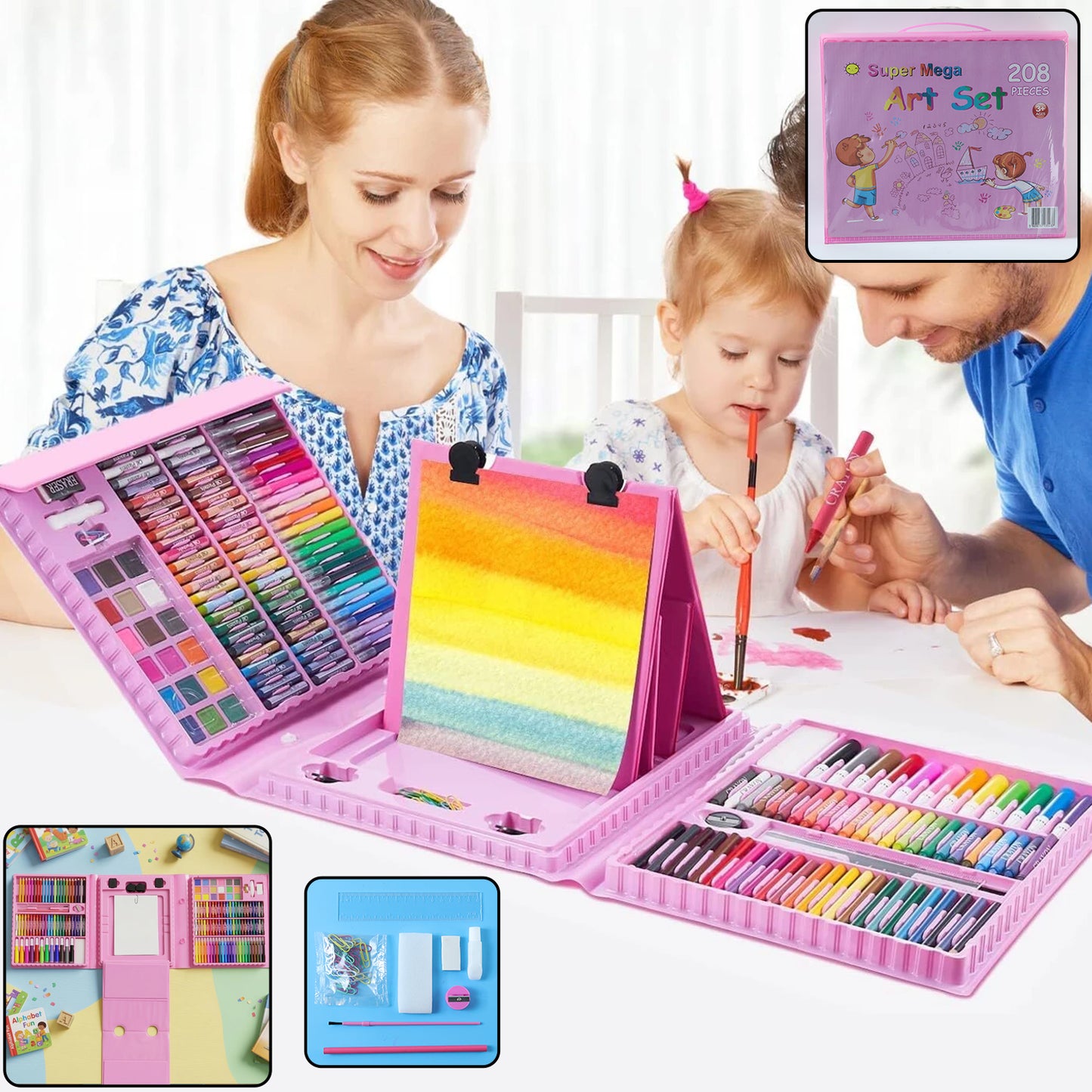 208 Piece Kids Art and Craft Drawing Coloring Kit with Organizer - Great Price - Image 6