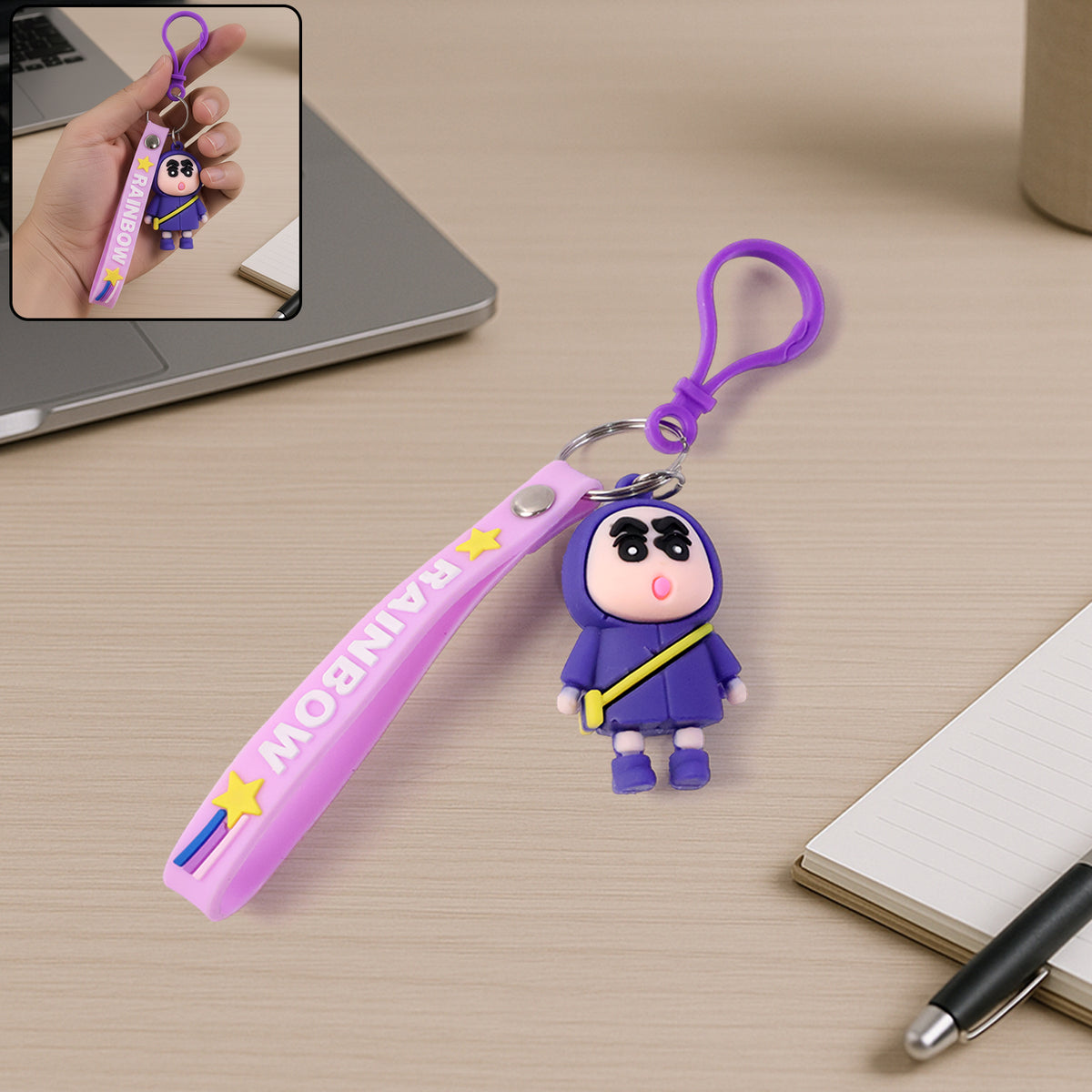 Cute Cartoon Silicone Keychain with Wrist Strap - 1 Pc - Happy Price - Image 2